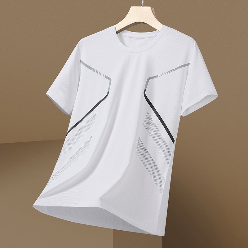 Ice Cool Stretch Ice Silk Short-Sleeved Casual All-Match T-Shirt Men'S Quick-Drying Mesh Half-Sleeved Top - Image 3